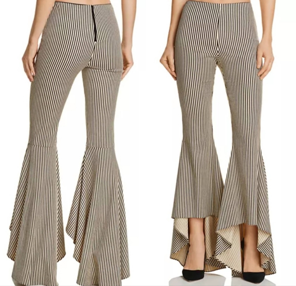 Alice + OliviaJinny Striped High/Low Flared Pants Size 4 - Picture 2 of 9